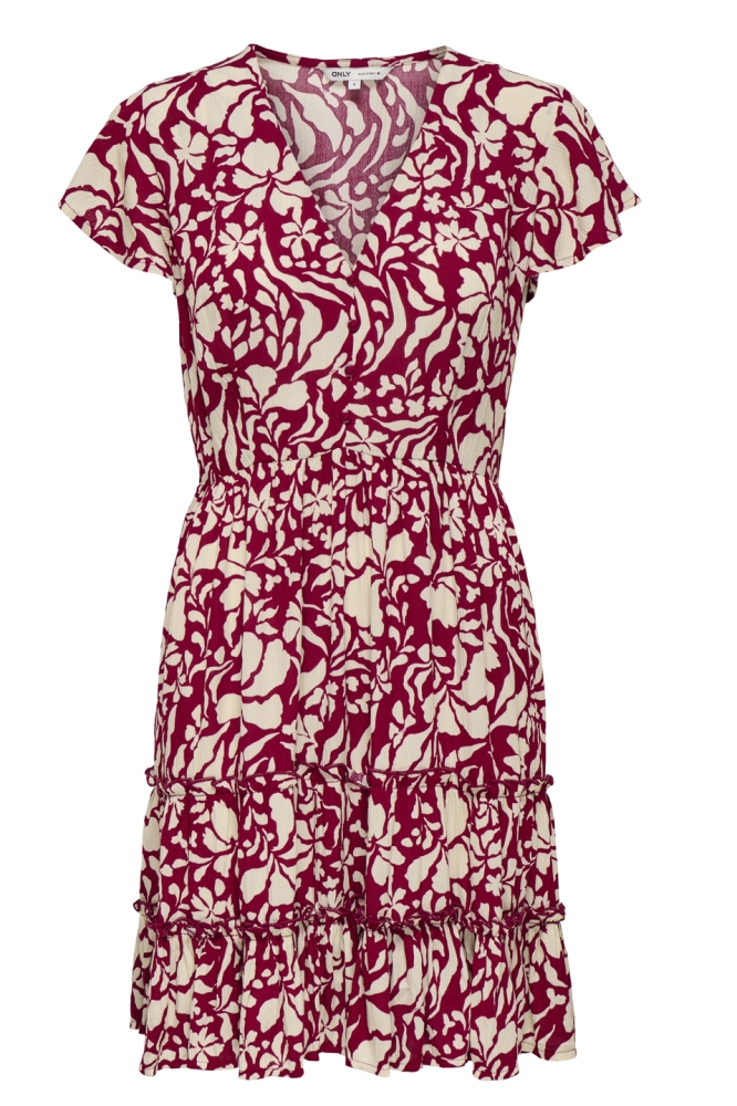 ONLCLAUDETTE LIFE SS MINI DRESS WVN 15320419 MERLOT